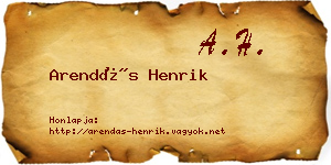 Arendás Henrik névjegykártya
